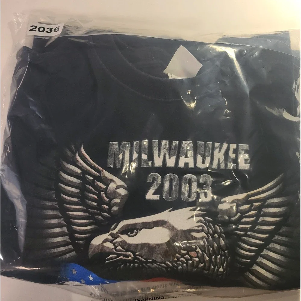 Vintage Milwaukee 2003 100 Years of American Motor Men's T-Shirt 2XL Navy Blue